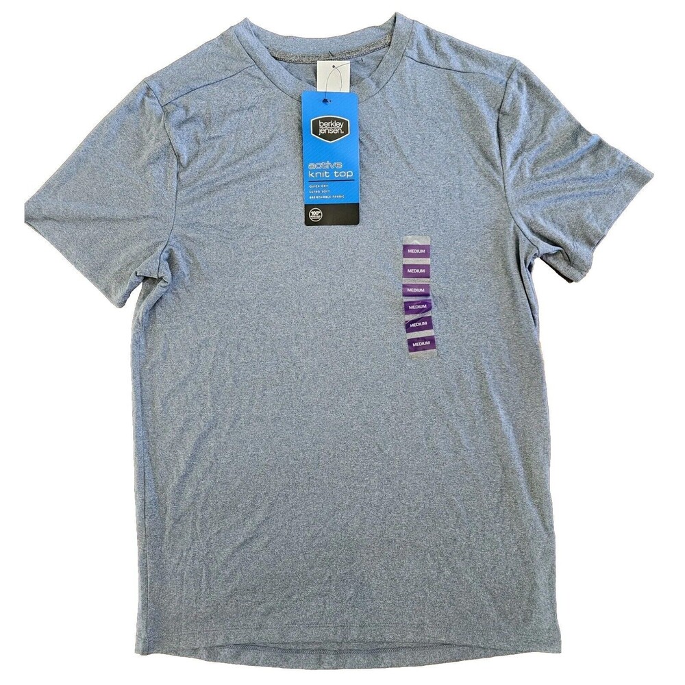 Berkley Jensen Shirt Adult  Gray Active Knit Tee Mens Medium Quick Dry